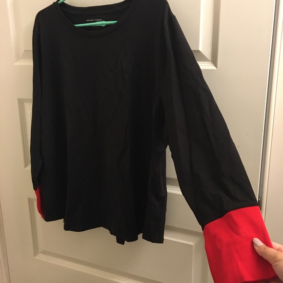 Universal Standard Rhine Colorblock Cuff Top black/red size L, 22 Petite - Picture 2 of 2